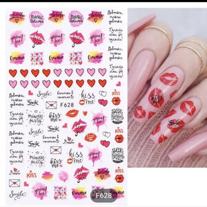 Valentine's day heart nail art stickers red pink decal design decorations